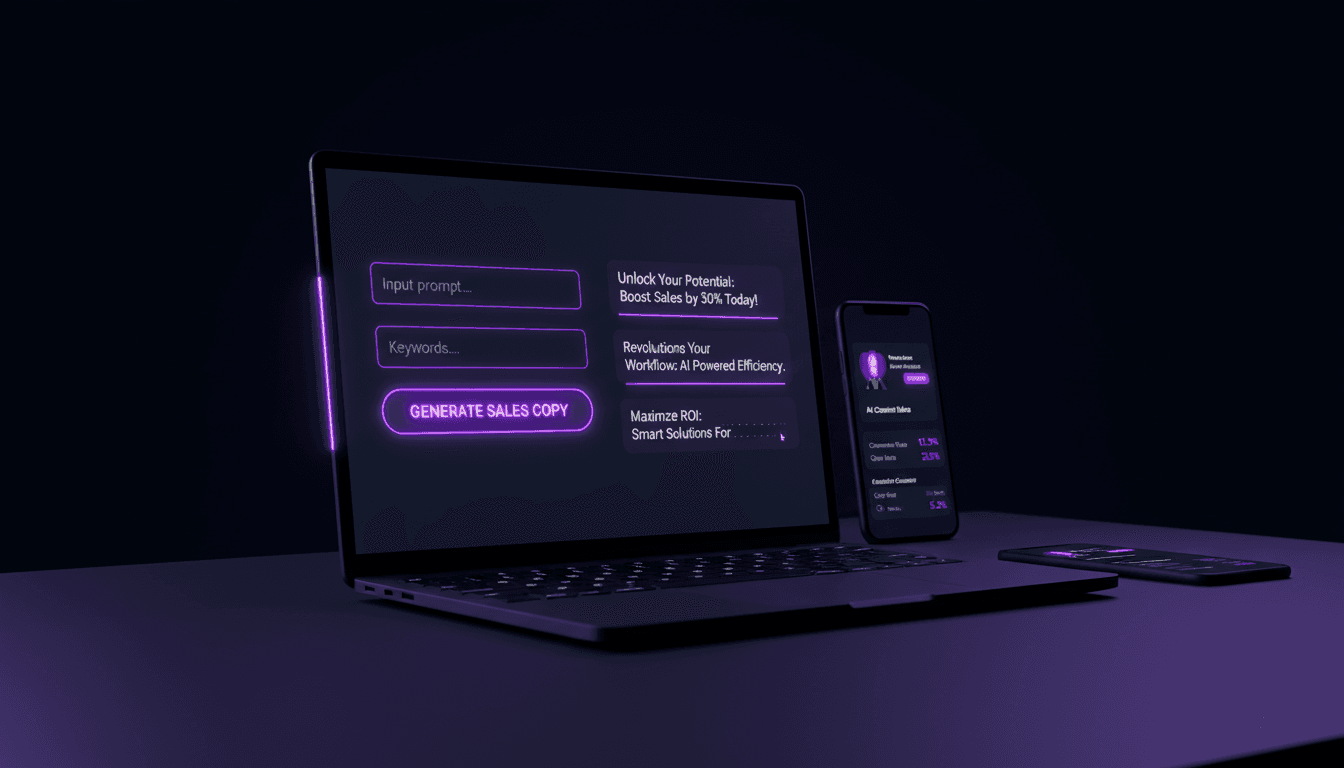 CoverfyIA.Pro dashboard exibindo geração de copy com IA em tempo real